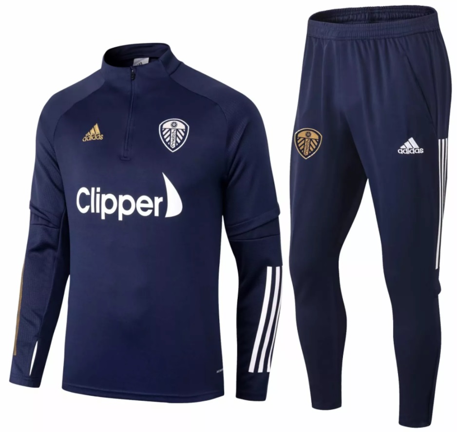 Kit treinamento oficial Adidas Leeds United 2020 2021 Azul